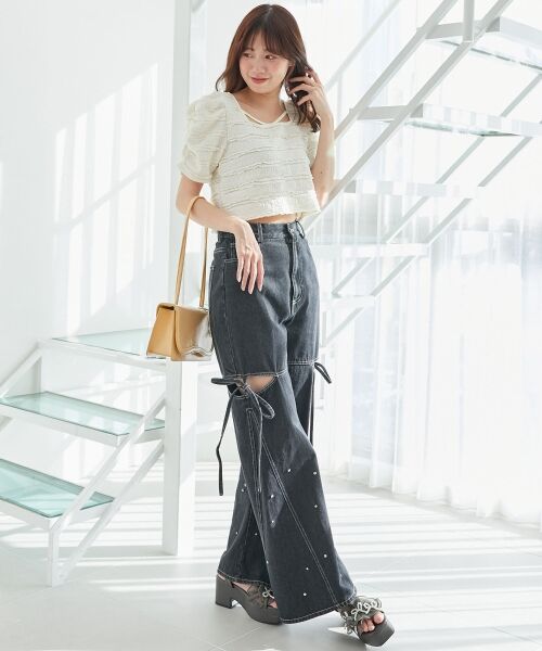 MAJESTIC LEGON / マジェスティックレゴン カーディガン・ボレロ | 前後2wayカットレースフリルカーデ | 詳細2