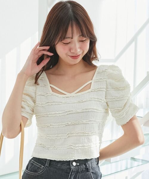 MAJESTIC LEGON / マジェスティックレゴン カーディガン・ボレロ | 前後2wayカットレースフリルカーデ | 詳細4