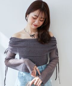 MAJESTIC LEGON / マジェスティックレゴン カットソー | ドロストオフショルラメチュールトップス