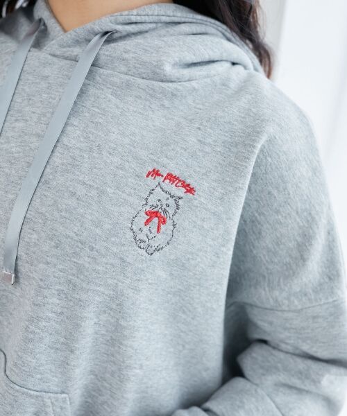 MAJESTIC LEGON/マジェスティックレゴン ネコチャン刺繍パーカー グレー M MAJESTIC LEGON/マジェスティックレゴン ネコチャン刺繍パーカー グレー M