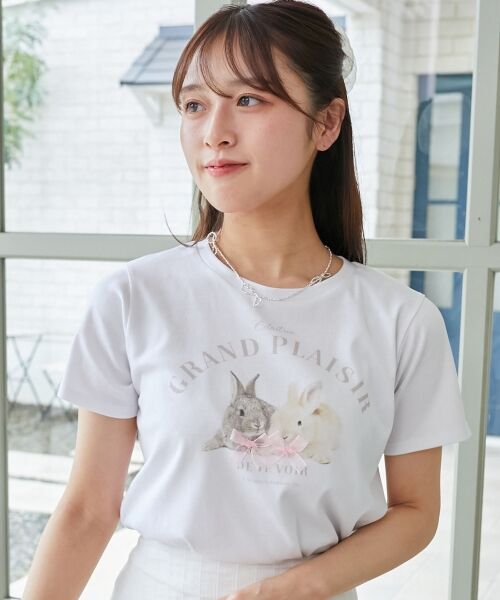 MAJESTIC LEGON/マジェスティックレゴン うさぎちゃんTシャツ ピンク M MAJESTIC LEGON/マジェスティックレゴン うさぎちゃんTシャツ ピンク M
