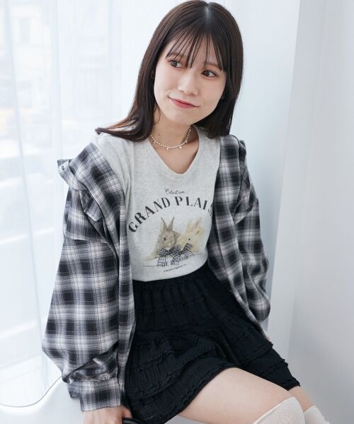 MAJESTIC LEGON/マジェスティックレゴン うさぎちゃんTシャツ ブラック柄 M MAJESTIC LEGON/マジェスティックレゴン うさぎちゃんTシャツ ブラック柄 M
