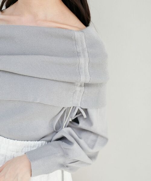 MAJESTIC LEGON/マジェスティックレゴン ドロストオフショルニット グレー M MAJESTIC LEGON/マジェスティックレゴン ドロストオフショルニット グレー M