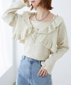 MAJESTIC LEGON / マジェスティックレゴン カーディガン・ボレロ | ネップキャミセットフリルカーディガン