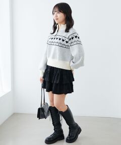 MAJESTIC LEGON / マジェスティックレゴン ニット・セーター | ハートジャカードハーフジップニット