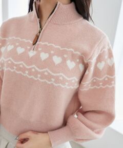 MAJESTIC LEGON / マジェスティックレゴン ニット・セーター | ハートジャカードハーフジップニット