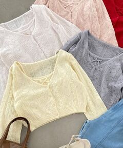 MAJESTIC LEGON / マジェスティックレゴン カーディガン・ボレロ | ハート透かし柄キャミセットカーデ