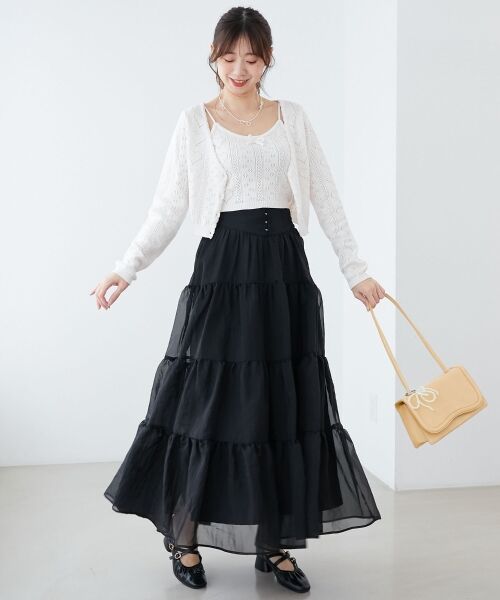 MAJESTIC LEGON / マジェスティックレゴン カーディガン・ボレロ | ハート透かし柄キャミセットカーデ | 詳細1