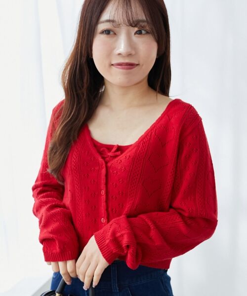 MAJESTIC LEGON / マジェスティックレゴン カーディガン・ボレロ | ハート透かし柄キャミセットカーデ | 詳細27