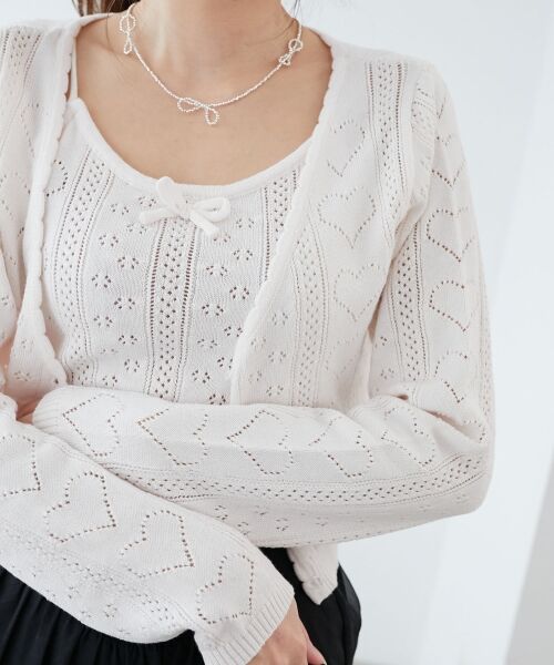 MAJESTIC LEGON / マジェスティックレゴン カーディガン・ボレロ | ハート透かし柄キャミセットカーデ | 詳細7