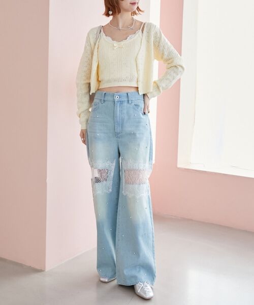 MAJESTIC LEGON / マジェスティックレゴン カーディガン・ボレロ | ハート透かし柄キャミセットカーデ | 詳細8