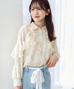 MAJESTIC LEGON / マジェスティックレゴン シャツ・ブラウス | 襟付きシアーフリルブラウス