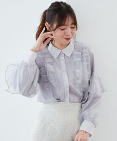 MAJESTIC LEGON / マジェスティックレゴン シャツ・ブラウス | 襟付きシアーフリルブラウス