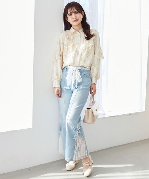 MAJESTIC LEGON / マジェスティックレゴン シャツ・ブラウス | 襟付きシアーフリルブラウス | 詳細1