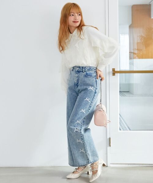 MAJESTIC LEGON / マジェスティックレゴン シャツ・ブラウス | 襟付きシアーフリルブラウス | 詳細10