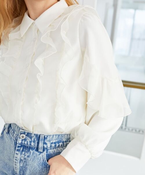 MAJESTIC LEGON / マジェスティックレゴン シャツ・ブラウス | 襟付きシアーフリルブラウス | 詳細15