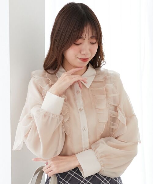 MAJESTIC LEGON / マジェスティックレゴン シャツ・ブラウス | 襟付きシアーフリルブラウス | 詳細19