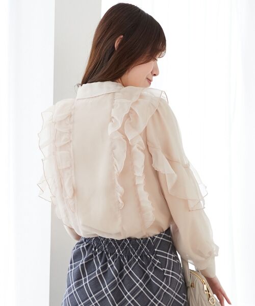 MAJESTIC LEGON / マジェスティックレゴン シャツ・ブラウス | 襟付きシアーフリルブラウス | 詳細21