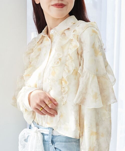 MAJESTIC LEGON / マジェスティックレゴン シャツ・ブラウス | 襟付きシアーフリルブラウス | 詳細5