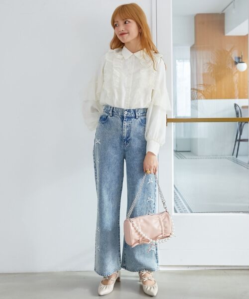 MAJESTIC LEGON / マジェスティックレゴン シャツ・ブラウス | 襟付きシアーフリルブラウス | 詳細9