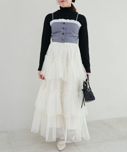 MAJESTIC LEGON / マジェスティックレゴン キャミソール・チューブトップ | バイカラーフリルトリムビスチェ | 詳細1