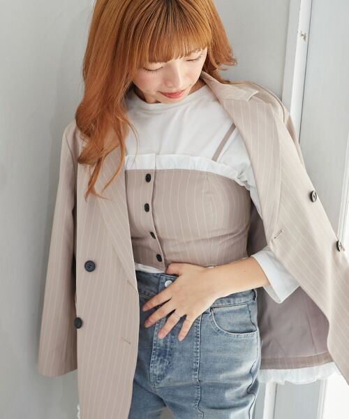 MAJESTIC LEGON / マジェスティックレゴン キャミソール・チューブトップ | バイカラーフリルトリムビスチェ | 詳細11