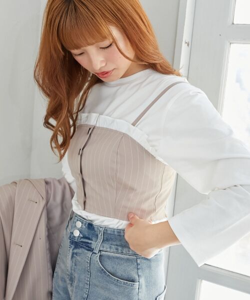 MAJESTIC LEGON / マジェスティックレゴン キャミソール・チューブトップ | バイカラーフリルトリムビスチェ | 詳細12