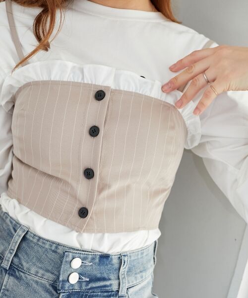 MAJESTIC LEGON / マジェスティックレゴン キャミソール・チューブトップ | バイカラーフリルトリムビスチェ | 詳細14