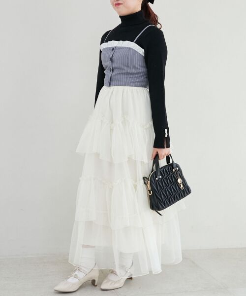 MAJESTIC LEGON / マジェスティックレゴン キャミソール・チューブトップ | バイカラーフリルトリムビスチェ | 詳細2