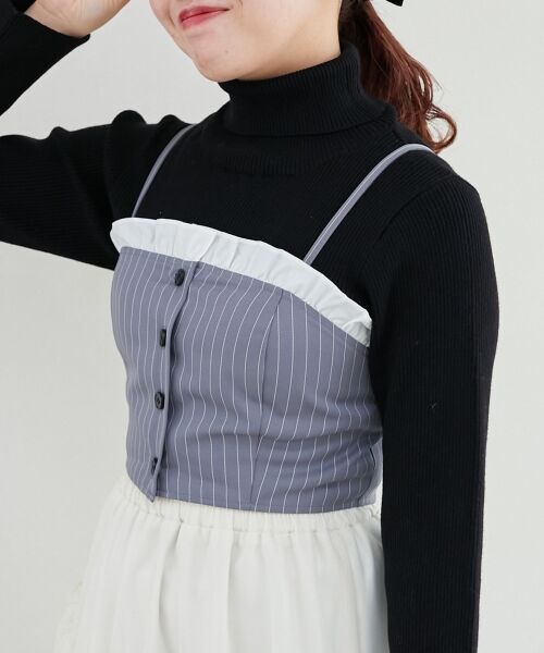 MAJESTIC LEGON / マジェスティックレゴン キャミソール・チューブトップ | バイカラーフリルトリムビスチェ | 詳細5