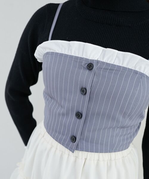 MAJESTIC LEGON / マジェスティックレゴン キャミソール・チューブトップ | バイカラーフリルトリムビスチェ | 詳細7