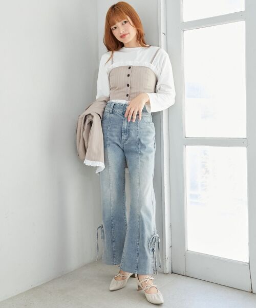 MAJESTIC LEGON / マジェスティックレゴン キャミソール・チューブトップ | バイカラーフリルトリムビスチェ | 詳細8