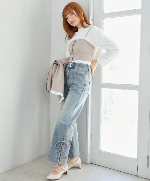 MAJESTIC LEGON / マジェスティックレゴン キャミソール・チューブトップ | バイカラーフリルトリムビスチェ | 詳細9