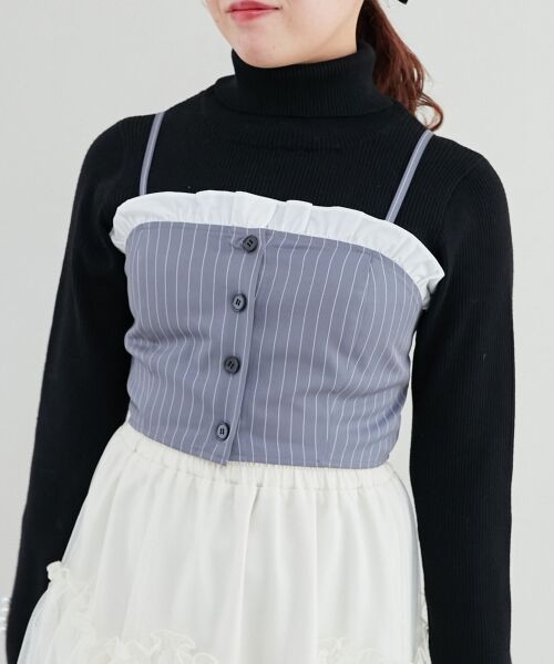 MAJESTIC LEGON/マジェスティックレゴン バイカラーフリルトリムビスチェ グレー柄 M MAJESTIC LEGON/マジェスティックレゴン バイカラーフリルトリムビスチェ グレー柄 M