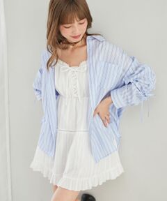 MAJESTIC LEGON / マジェスティックレゴン シャツ・ブラウス | 袖ドロストギャザーシャツ