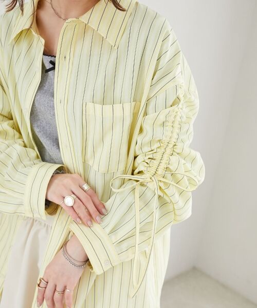 MAJESTIC LEGON/マジェスティックレゴン 袖ドロストギャザーシャツ イエロー M MAJESTIC LEGON/マジェスティックレゴン 袖ドロストギャザーシャツ イエロー M