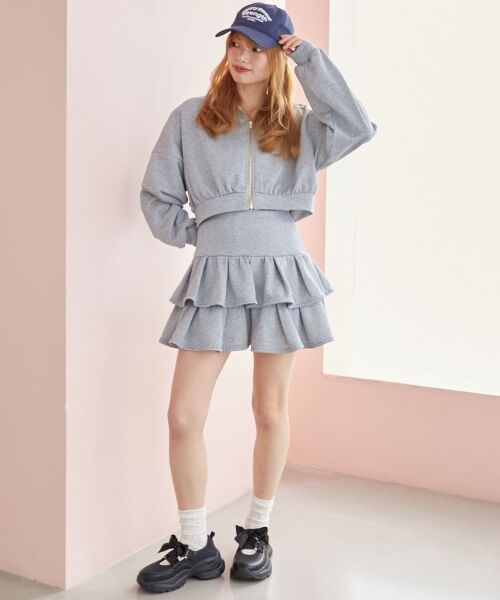 MAJESTIC LEGON/マジェスティックレゴン ティアードフリルミニスカパン グレー M MAJESTIC LEGON/マジェスティックレゴン ティアードフリルミニスカパン グレー M