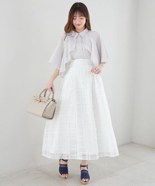 MAJESTIC LEGON/マジェスティックレゴン ハイウエストバックレースアップスカート オフ/柄 S MAJESTIC LEGON/マジェスティックレゴン ハイウエストバックレースアップスカート オフ/柄 S