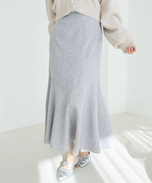 MAJESTIC LEGON/マジェスティックレゴン ツイードマーメイドロングスカート グレー M MAJESTIC LEGON/マジェスティックレゴン ツイードマーメイドロングスカート グレー M