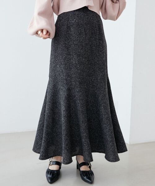 MAJESTIC LEGON/マジェスティックレゴン ツイードマーメイドロングスカート ブラック M MAJESTIC LEGON/マジェスティックレゴン ツイードマーメイドロングスカート ブラック M