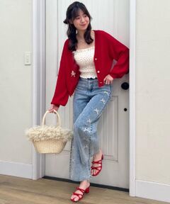 MAJESTIC LEGON / マジェスティックレゴン デニムパンツ | リボンビジューデニムパンツ