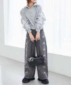 MAJESTIC LEGON / マジェスティックレゴン デニムパンツ | リボンビジューデニムパンツ