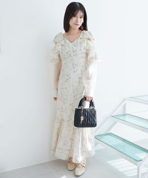 MAJESTIC LEGON / マジェスティックレゴン ロング・マキシ丈ワンピース | フリルリボン肩あきワンピース | 詳細10