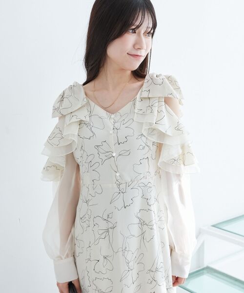 MAJESTIC LEGON / マジェスティックレゴン ロング・マキシ丈ワンピース | フリルリボン肩あきワンピース | 詳細11