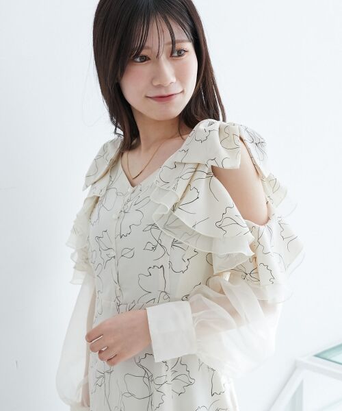 MAJESTIC LEGON / マジェスティックレゴン ロング・マキシ丈ワンピース | フリルリボン肩あきワンピース | 詳細12