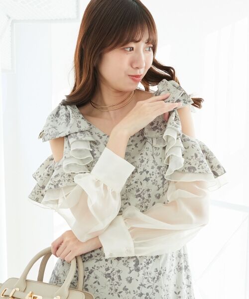 MAJESTIC LEGON / マジェスティックレゴン ロング・マキシ丈ワンピース | フリルリボン肩あきワンピース | 詳細21