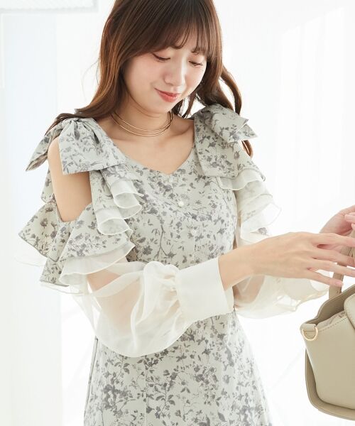 MAJESTIC LEGON / マジェスティックレゴン ロング・マキシ丈ワンピース | フリルリボン肩あきワンピース | 詳細22