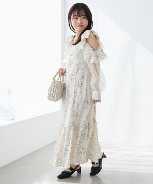 MAJESTIC LEGON / マジェスティックレゴン ロング・マキシ丈ワンピース | フリルリボン肩あきワンピース | 詳細3