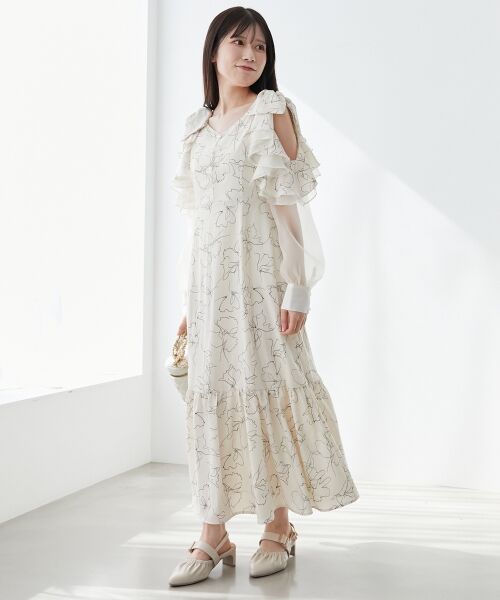 MAJESTIC LEGON / マジェスティックレゴン ロング・マキシ丈ワンピース | フリルリボン肩あきワンピース | 詳細6