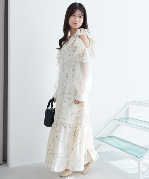 MAJESTIC LEGON / マジェスティックレゴン ロング・マキシ丈ワンピース | フリルリボン肩あきワンピース | 詳細9